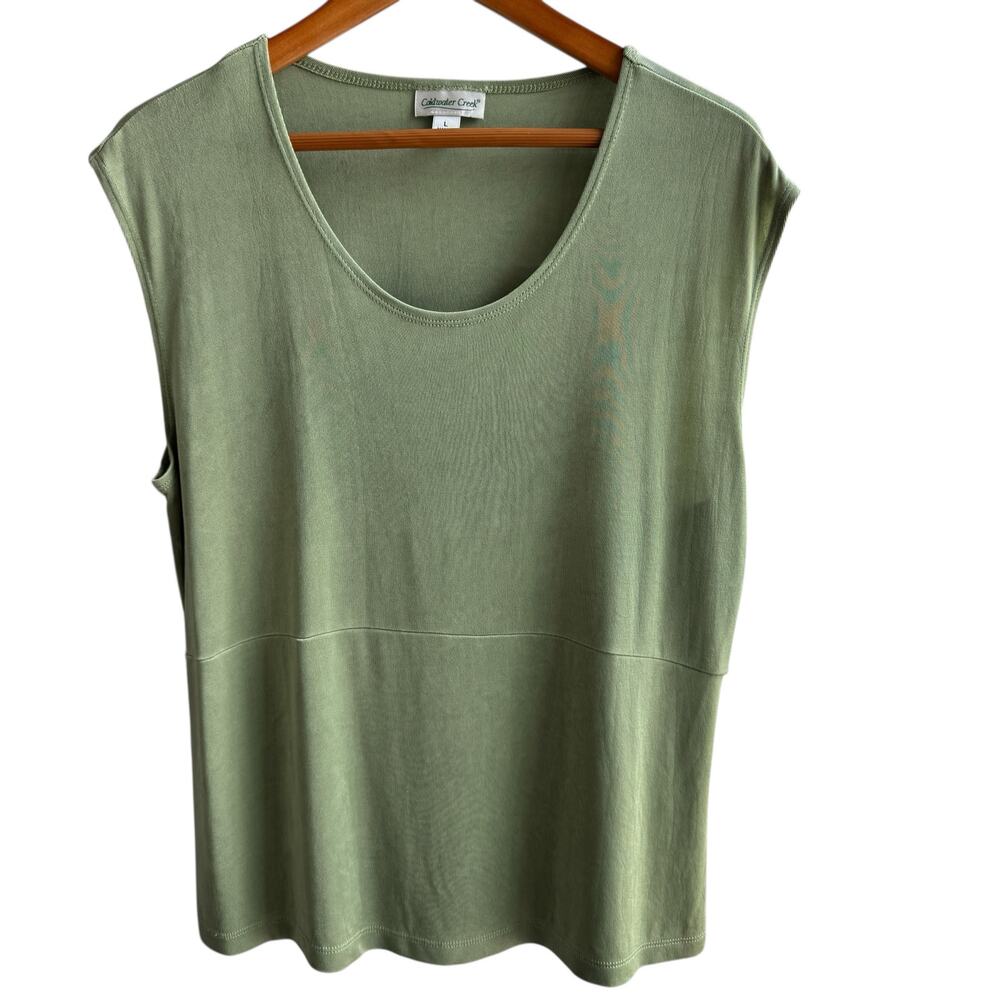 COLDWATER CREEK Green Sleeveless Knit Top Womens L  Minimalist Travel Career